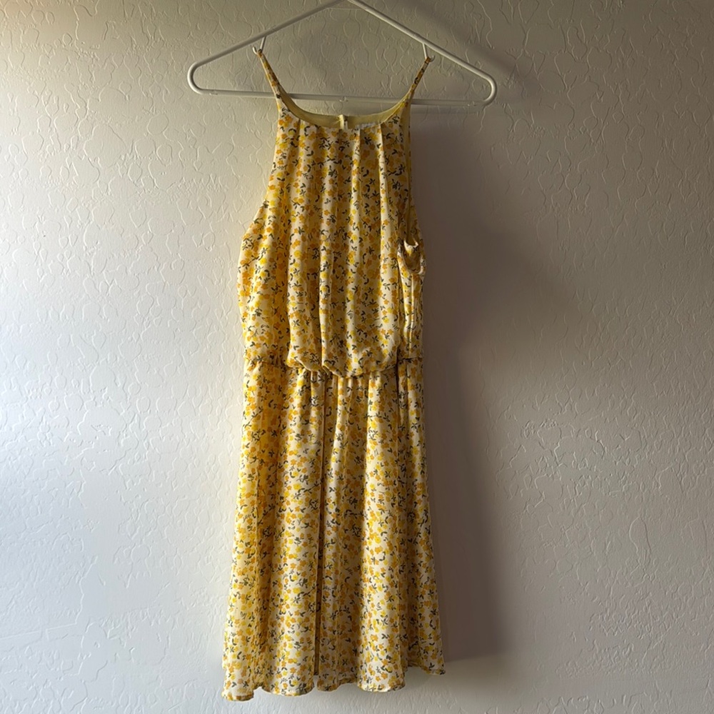 Blue Rain Yellow Halter Sundress for Casual Occasions